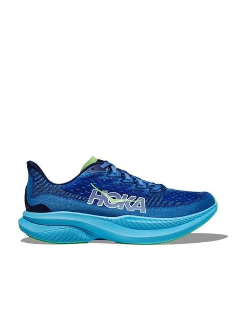 hoka men's m mach 6 wide virtual blue & bellwether blue running shoes