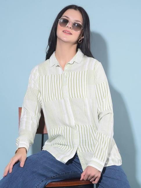 crimsoune club green & white striped shirt