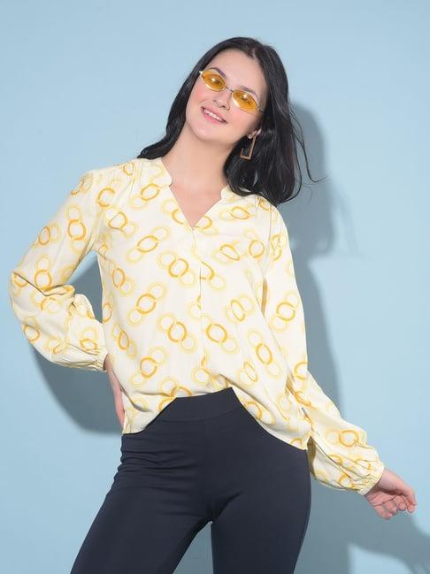 crimsoune club mustard printed top