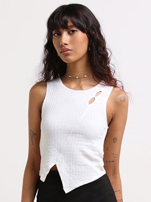 nuon by westside white cut out vest top