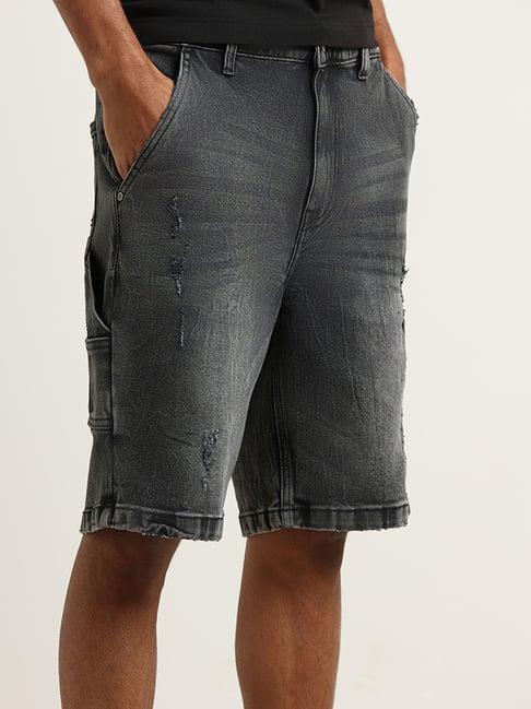 nuon by westside black relaxed fit bermuda shorts