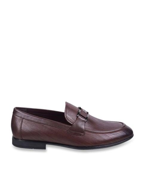 j. fontini by mochi men's brown formal loafers