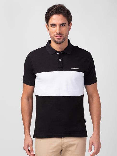 kenneth cole black slim fit polo t-shirt