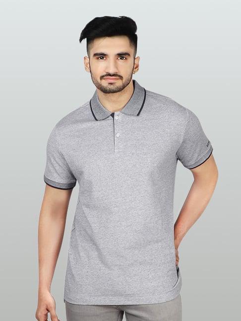 kenneth cole light grey melange slim fit polo t-shirt