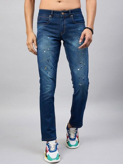 club york indigo blue regular fit lightly washed jeans