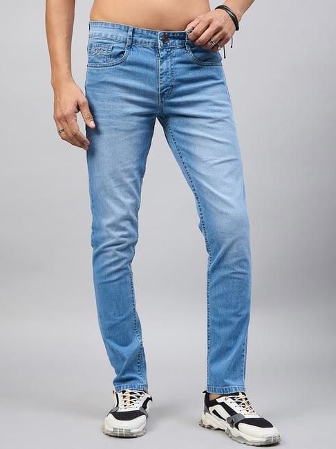 club york light blue regular fit heavily washed jeans