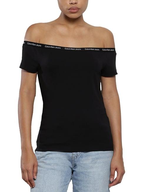 calvin klein black logo slim fit top