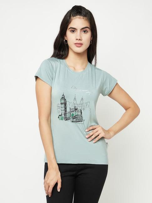 crimsoune club sea green cotton graphic print t-shirt