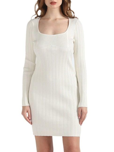 calvin klein ivory fitted dress