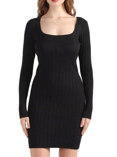 calvin klein black fitted dress