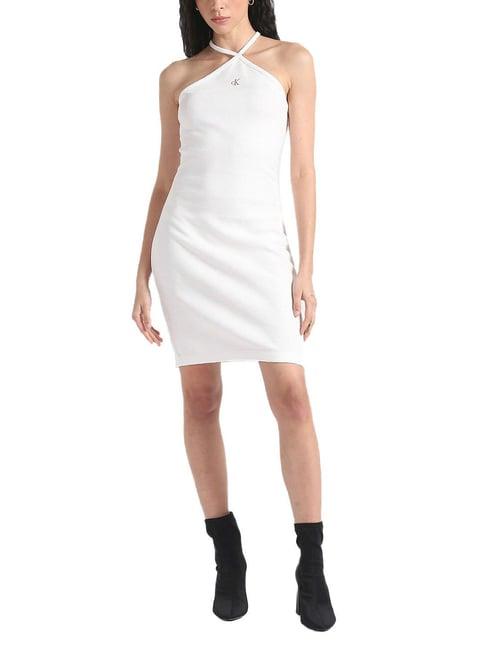 calvin klein greige fitted dress