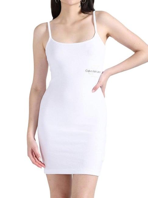 calvin klein bright white logo slim fit dress