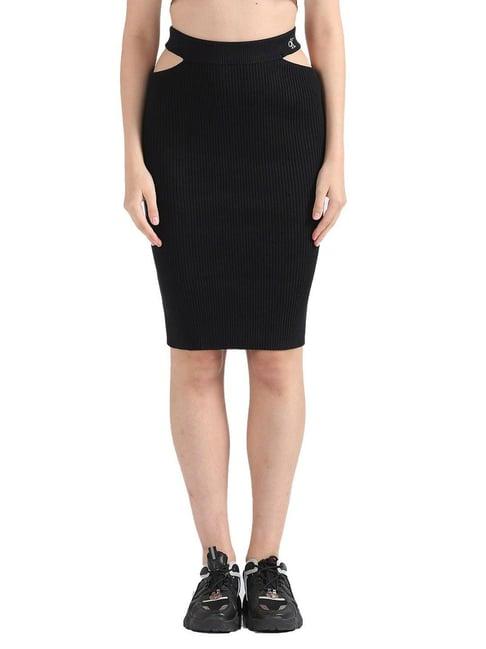 calvin klein black slim fit skirt