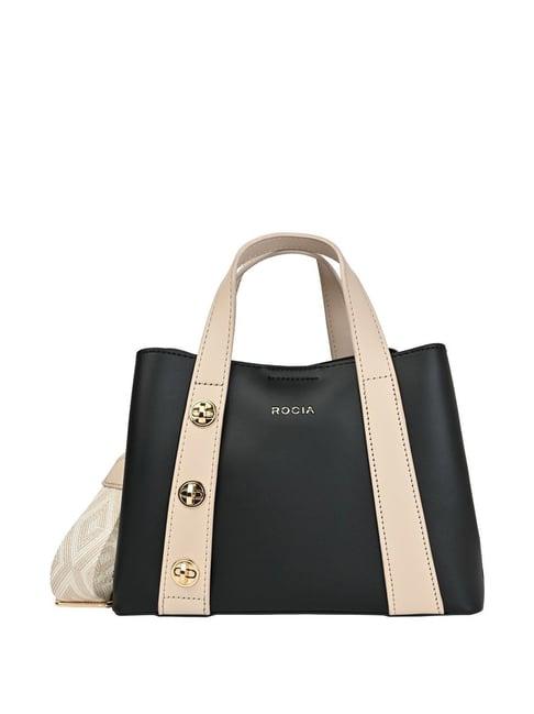 rocia by regal black pu solid handbag