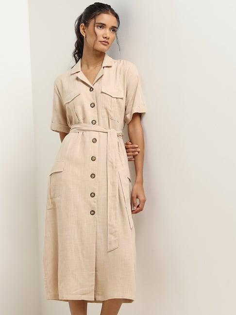 lov by westside beige shirt dress with belt