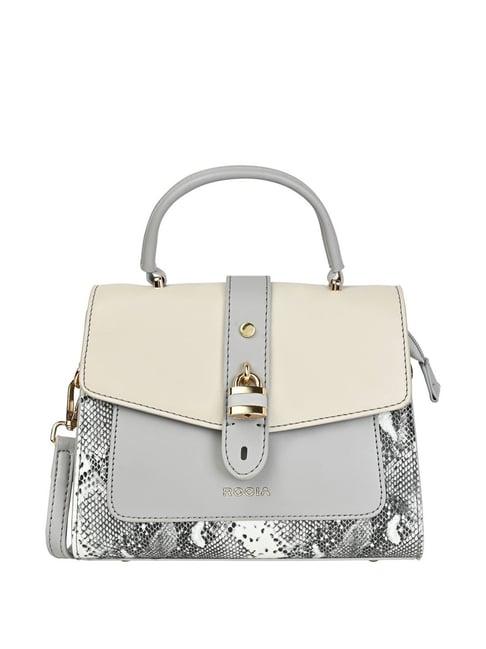 rocia by regal grey pu printed satchel handbag