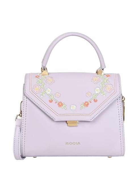 rocia by regal purple pu embroidered satchel handbag