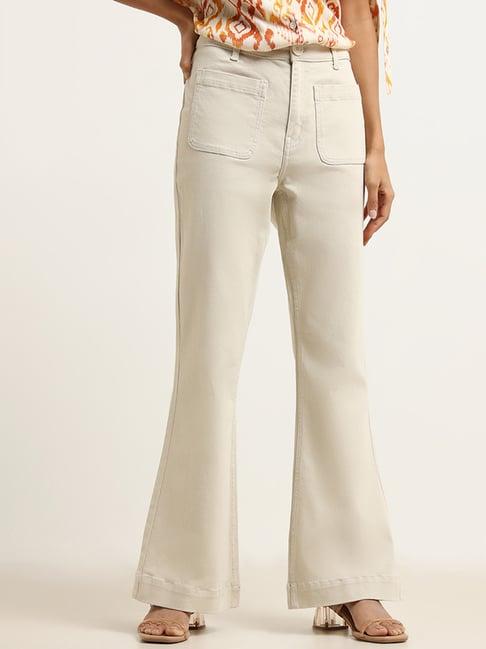 lov by westside beige high waist wide leg jeans