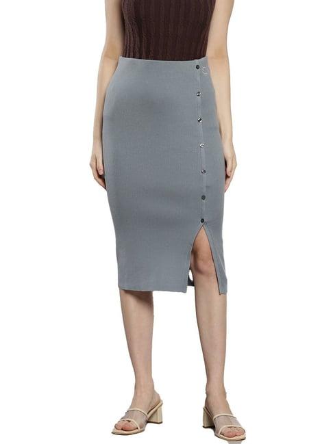 calvin klein overcast grey solid slim fit skirt