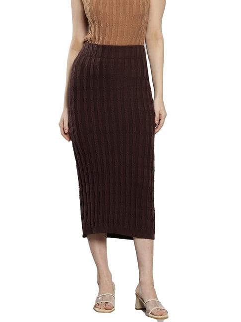 calvin klein coffee bean solid regular fit skirt