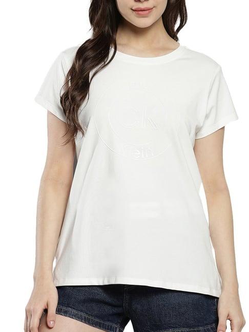 calvin klein soft white solid regular fit t-shirt