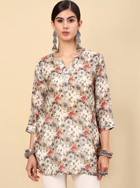 soch beige floral print tunic