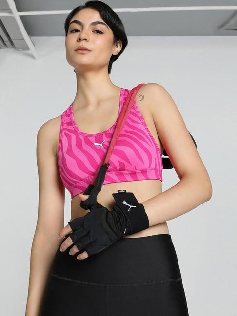 puma pink printed sports bra