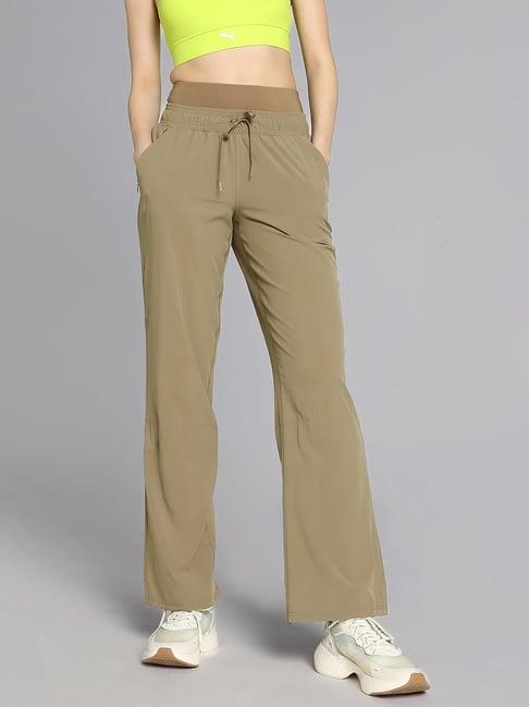 puma brown mid rise sports track pants