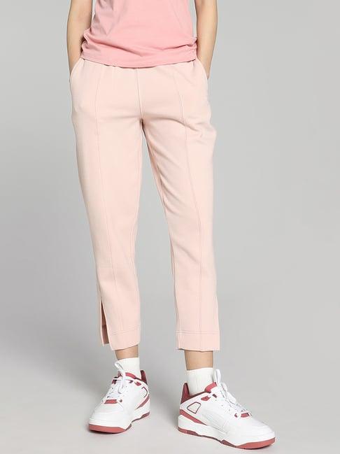 puma pink cotton textured pattern sports track pants