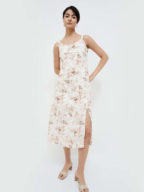 ginger by lifestyle off-white floral print a-line dress