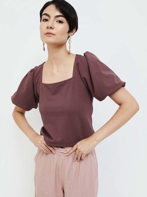 ginger by lifestyle brown regular fit top