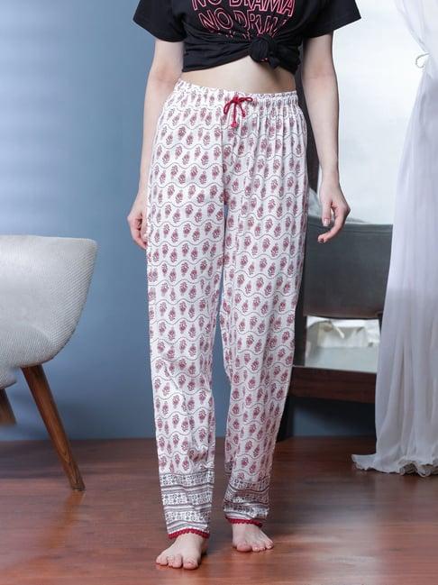 slumber jill maroon & white printed lounge pants