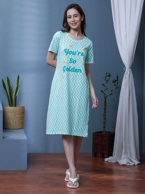 slumber jill green printed night dress