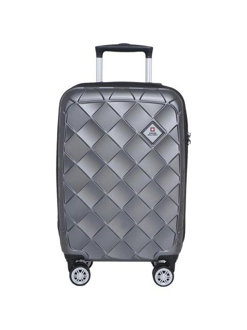 swiss military jupitor grey textured hard cabin trolley bag - 55 cms