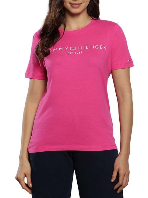 tommy hilfiger hot magenta logo regular fit t-shirt