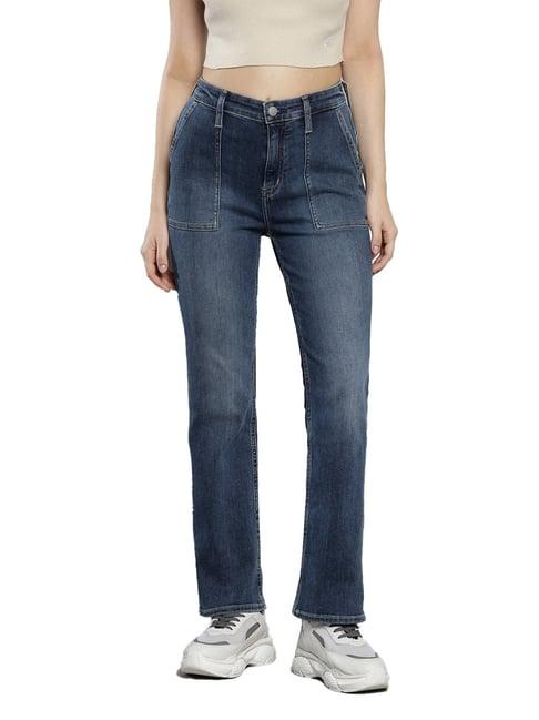 calvin klein regular blue lightly washed mid rise jeans