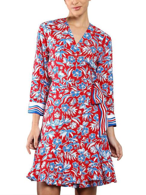 tommy hilfiger apple red floral regular fit dresses