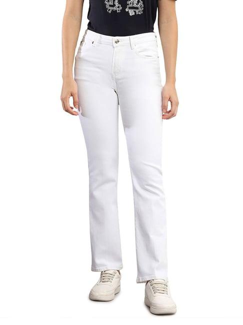 tommy hilfiger bootcut white lightly washed mid rise jeans