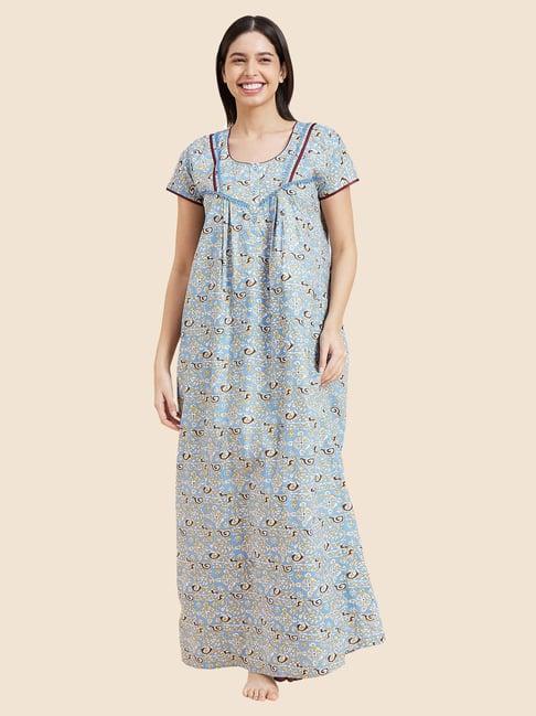 sweet dreams light blue printed nighty