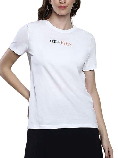 tommy hilfiger optic white embroidery regular fit t-shirt