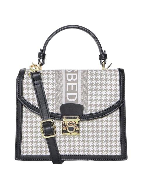 esbeda grey pu printed satchel handbag