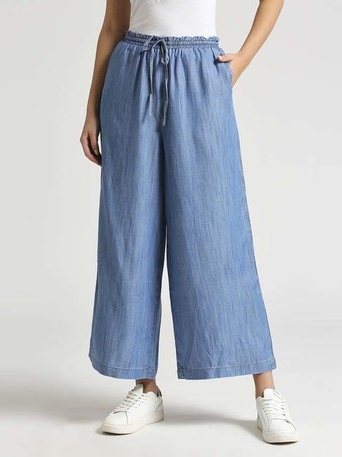 pepe jeans blue mid rise flared pants