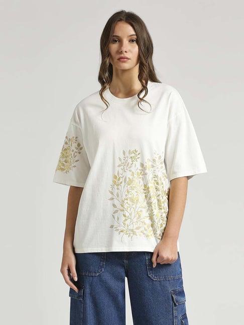 pepe jeans white cotton printed t-shirt