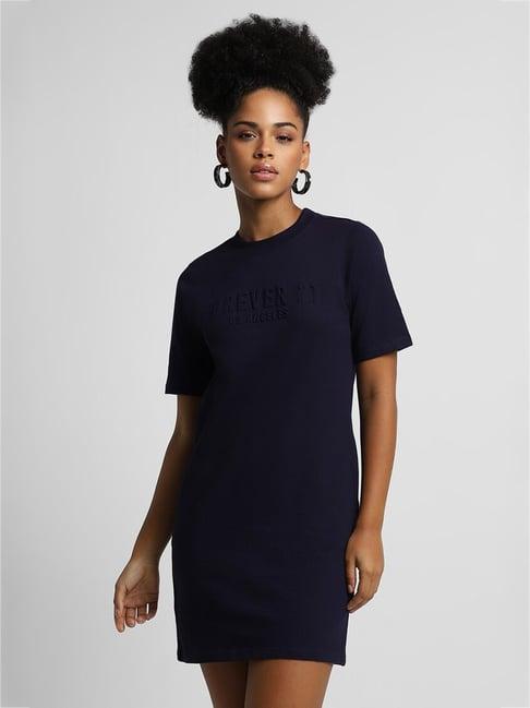 forever 21 navy cotton graphic print t-shirt dress