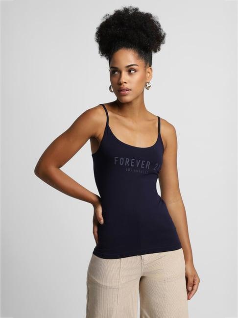 forever 21 navy cotton graphic print tank top