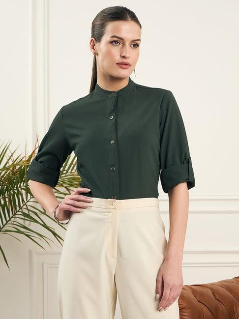 style quotient green textured shirt