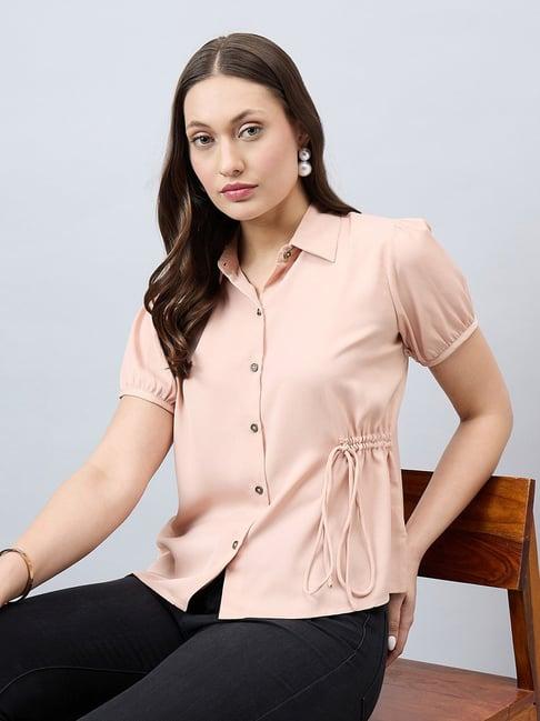 style quotient beige regular fit shirt