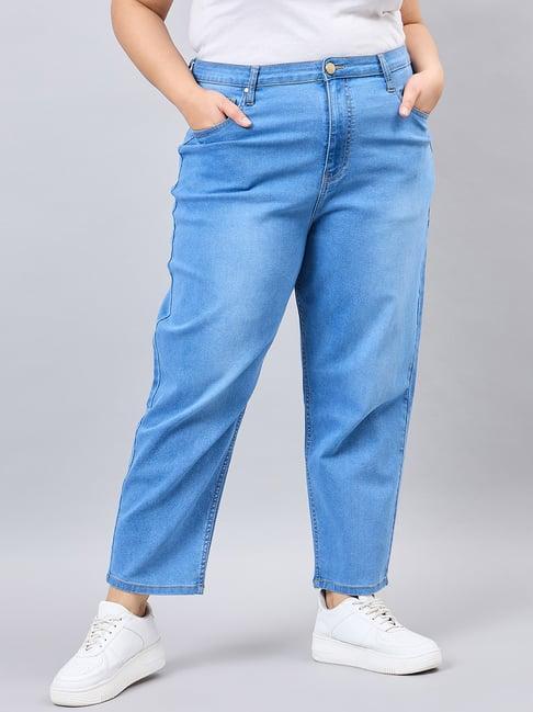 style quotient blue cotton regular fit high rise jeans