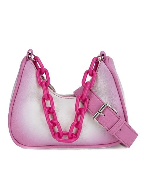 kazo pink printed small hobo bag