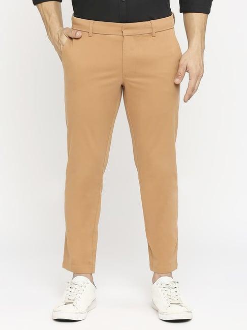 basics peach cotton tapered fit trousers